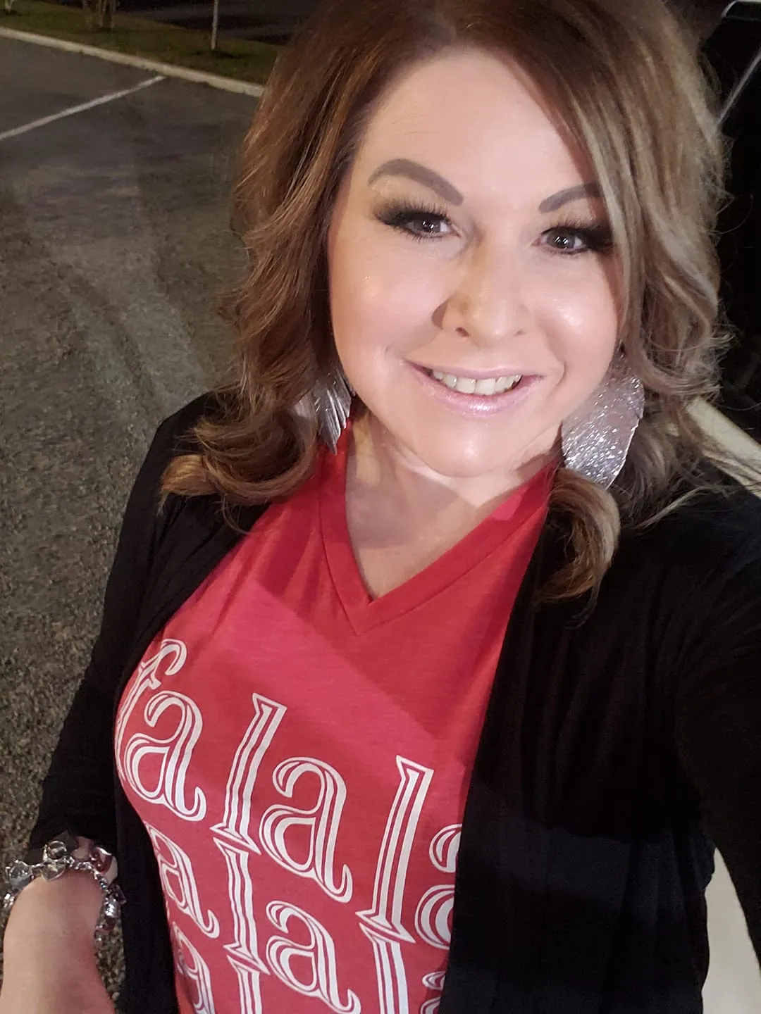 {SING IT LOUD} FA LA LA LA LA Heather Red V-Neck Tee