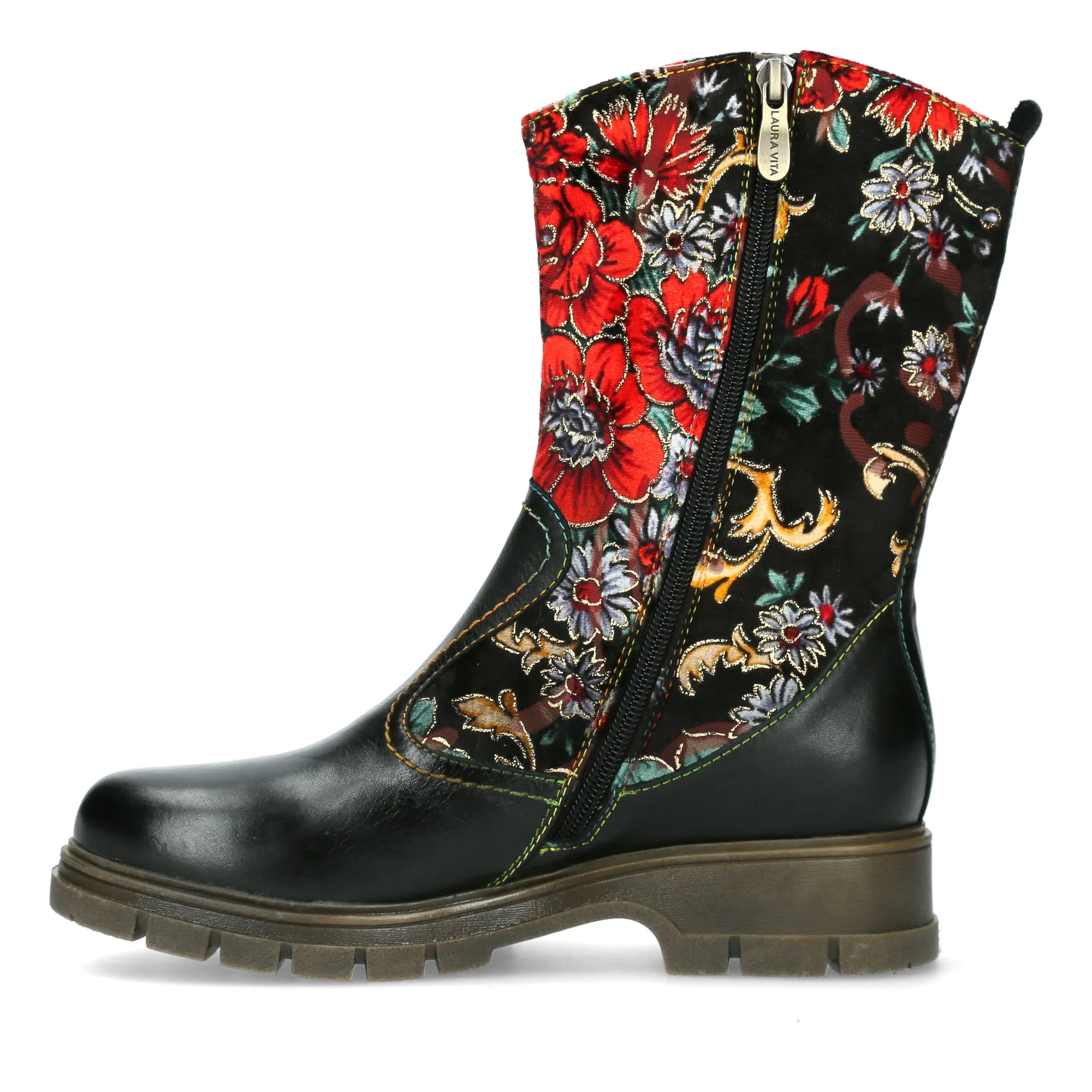 SIZE 3/36* Red Mid Calf Floral Kaelao 12 Boots
