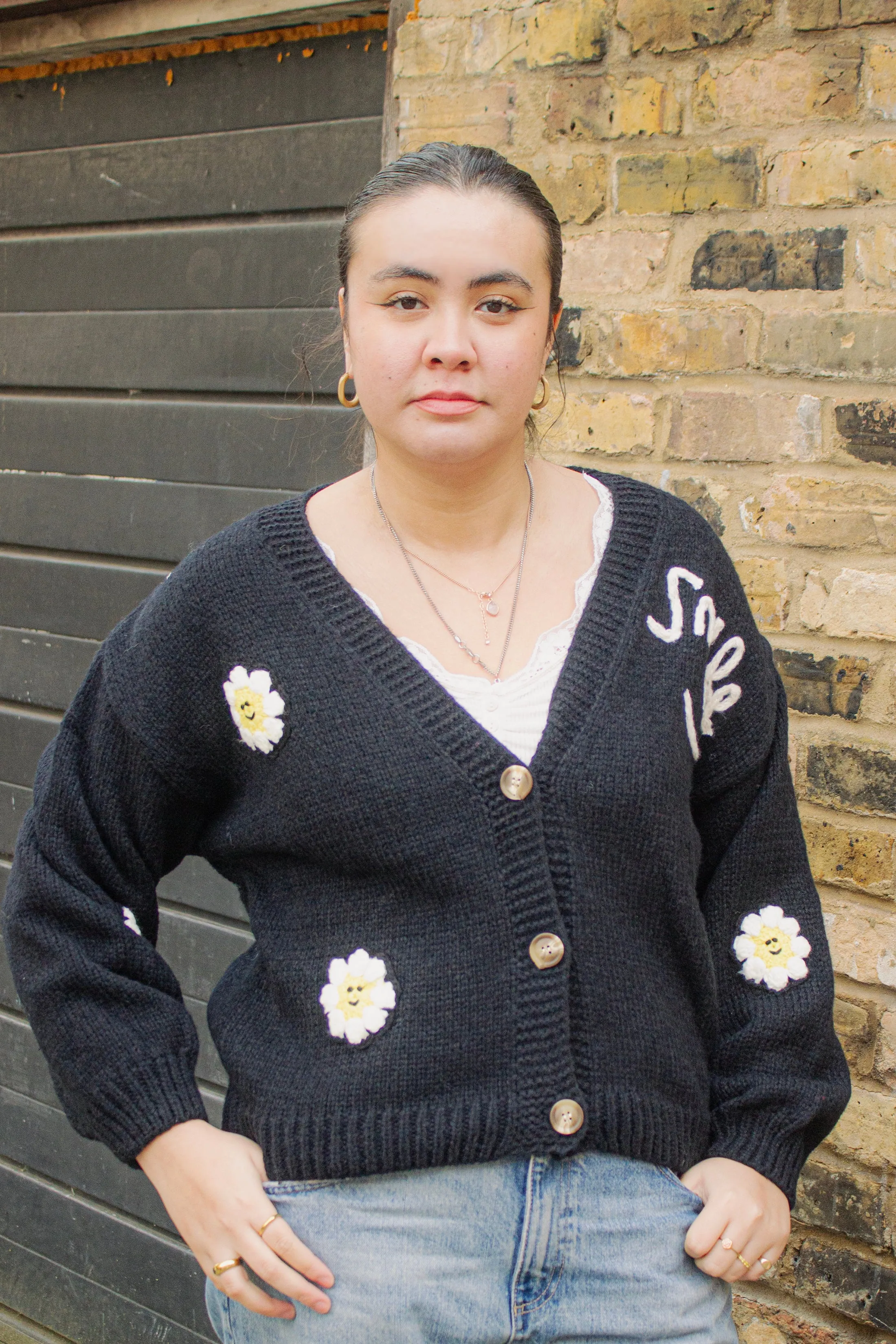 Smile Everyday Flower Knit Cardigan