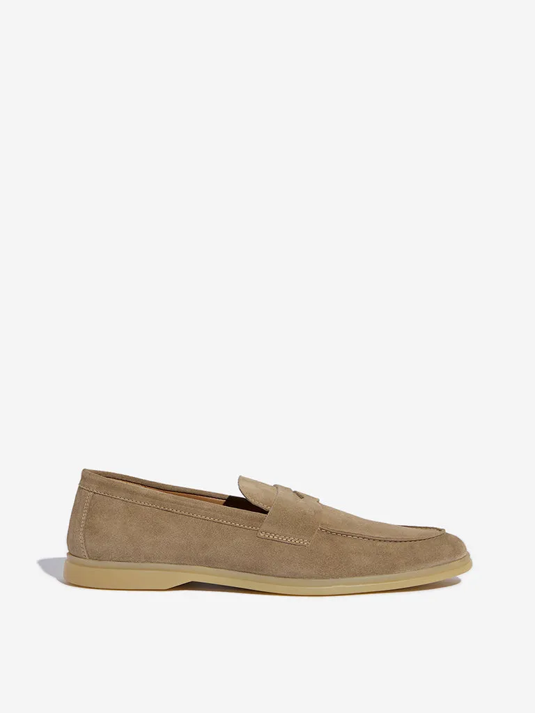 SOLEPLAY Beige Suede Leather Penny Loafers
