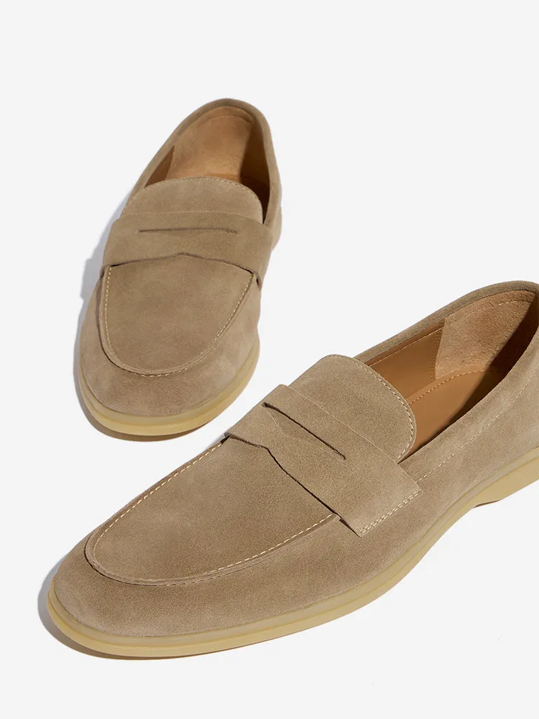 SOLEPLAY Beige Suede Leather Penny Loafers