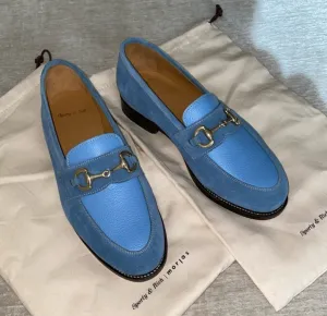Sporty & Rich x Morjas Blue Leather & Suede Loafers – Size 9.5