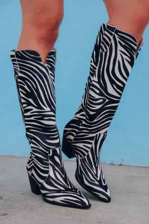 Stella Brown Zebra Western Boots By Matisse