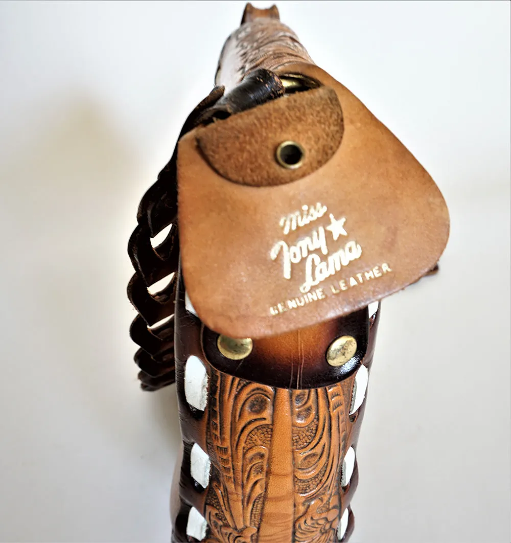 Stunning Miss Tony Lama Vintage Hand Tooled Genuine Leather Purse *Rare*