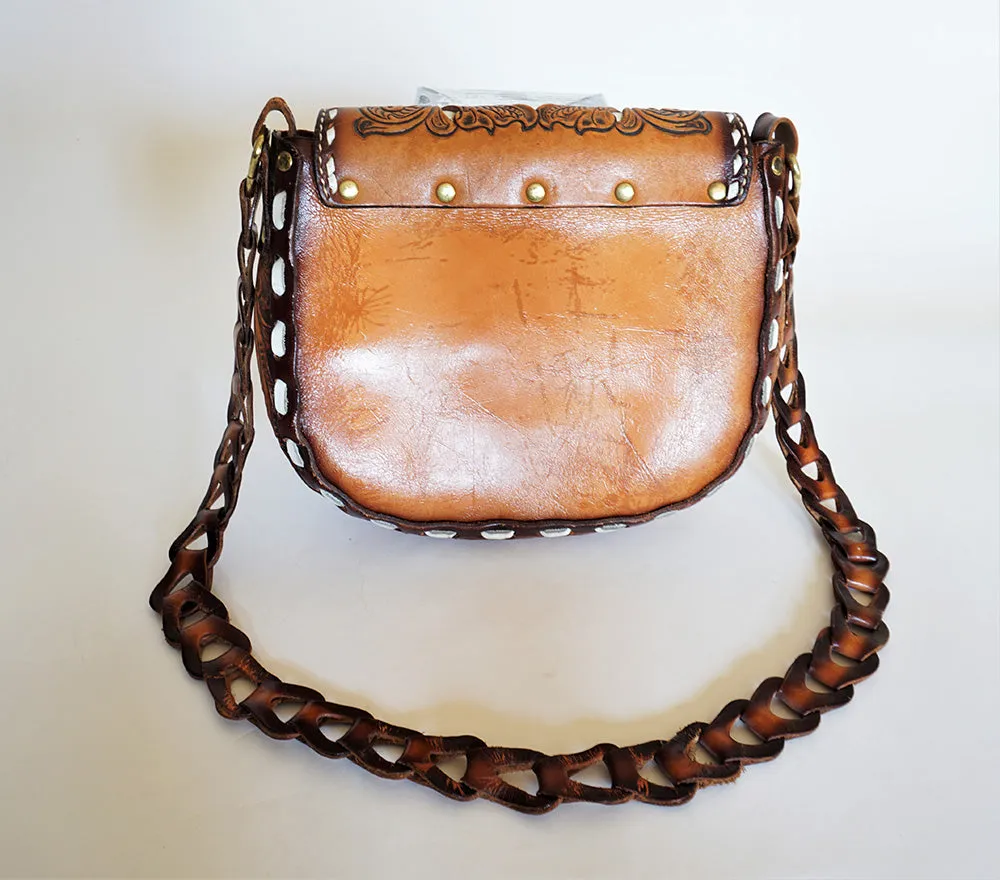 Stunning Miss Tony Lama Vintage Hand Tooled Genuine Leather Purse *Rare*