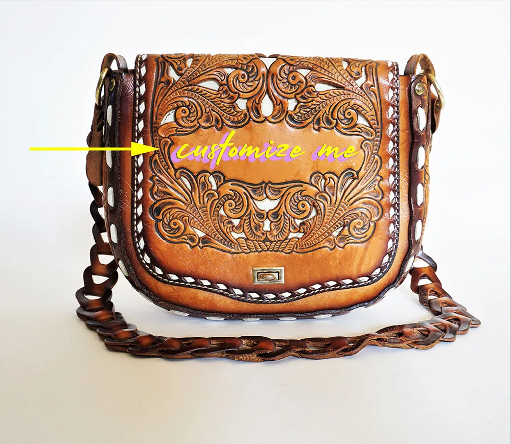 Stunning Miss Tony Lama Vintage Hand Tooled Genuine Leather Purse *Rare*