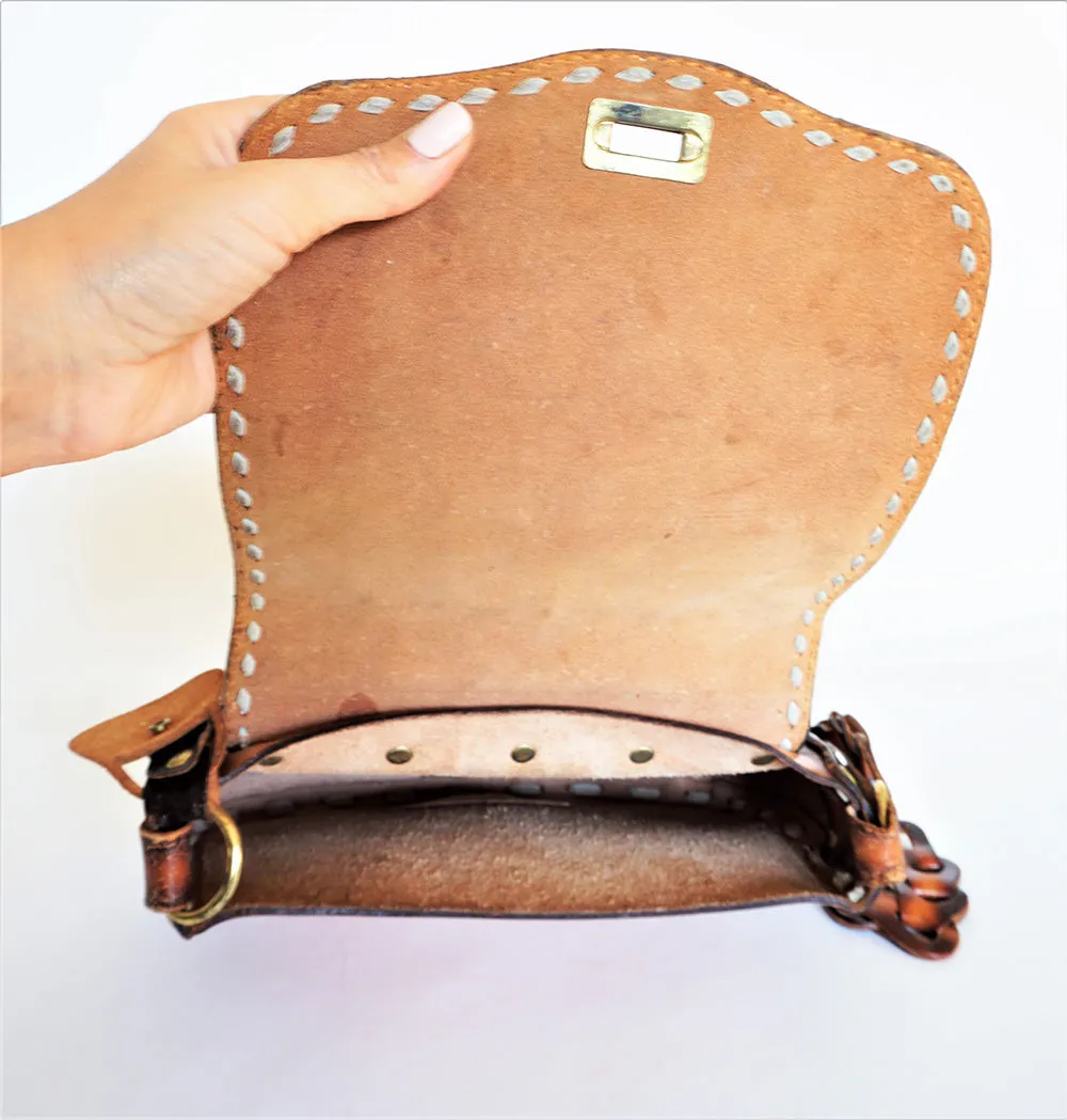 Stunning Miss Tony Lama Vintage Hand Tooled Genuine Leather Purse *Rare*