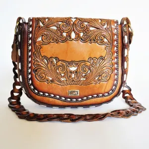 Stunning Miss Tony Lama Vintage Hand Tooled Genuine Leather Purse *Rare*