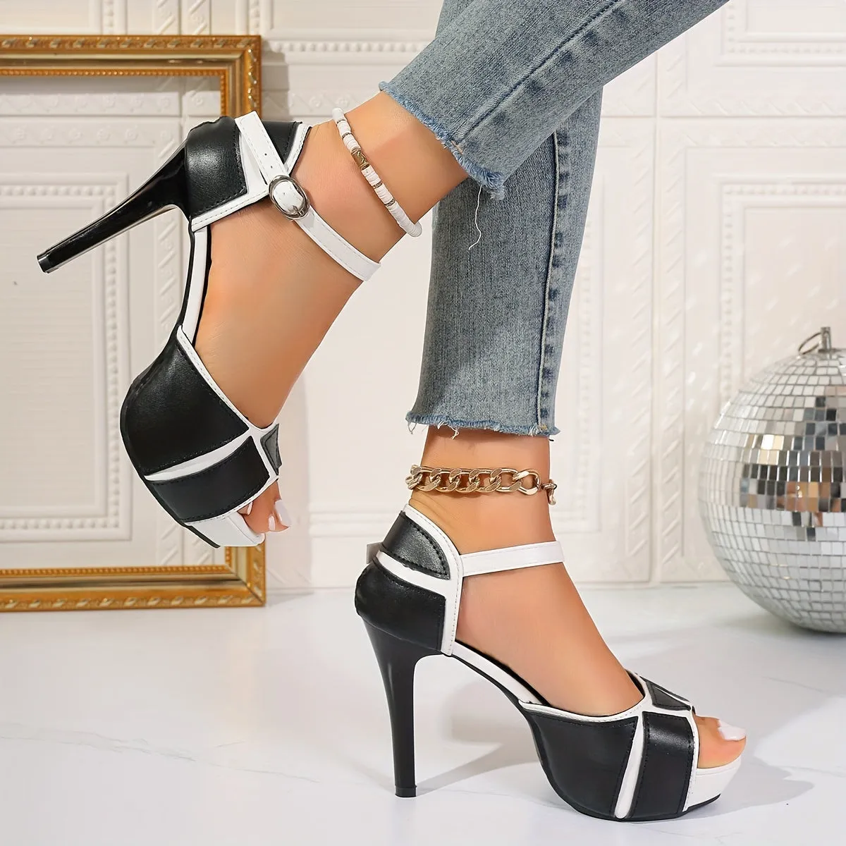Stylish High-Heeled Sandals - Waterproof Platform and Comfortable Design