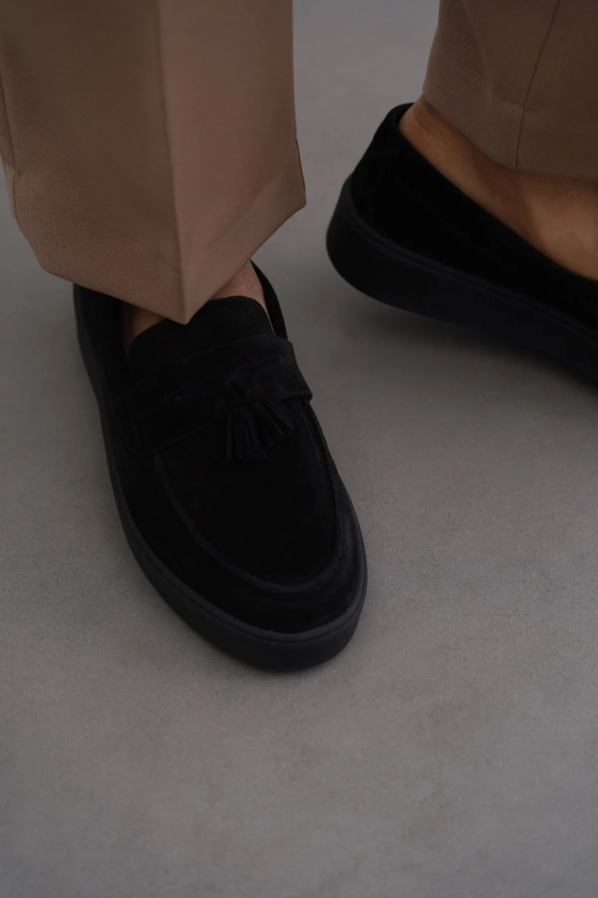 SUEDE LEATHER TASSEL LOAFERS