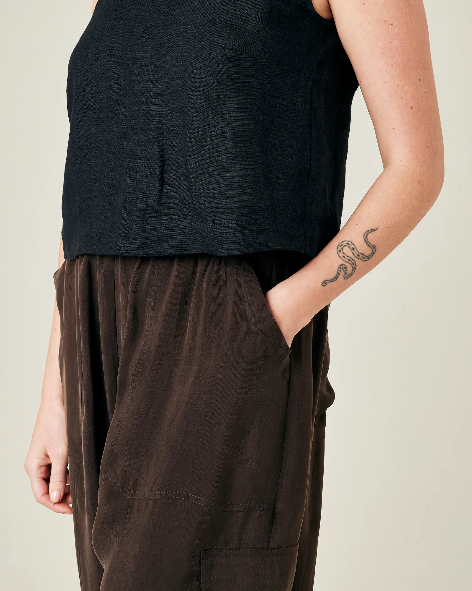 Sylvie Espresso Cupro Trouser