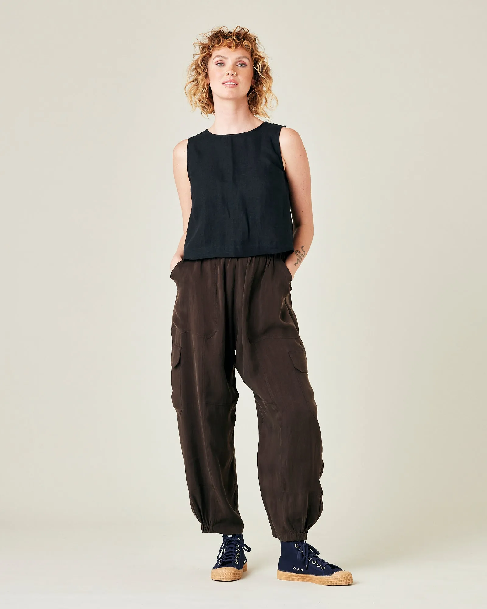 Sylvie Espresso Cupro Trouser