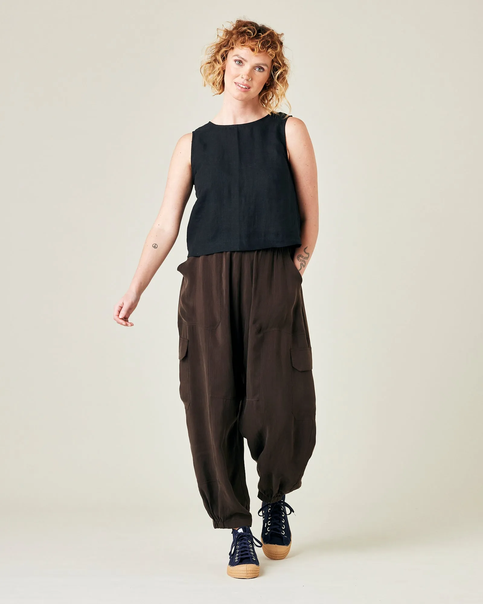 Sylvie Espresso Cupro Trouser