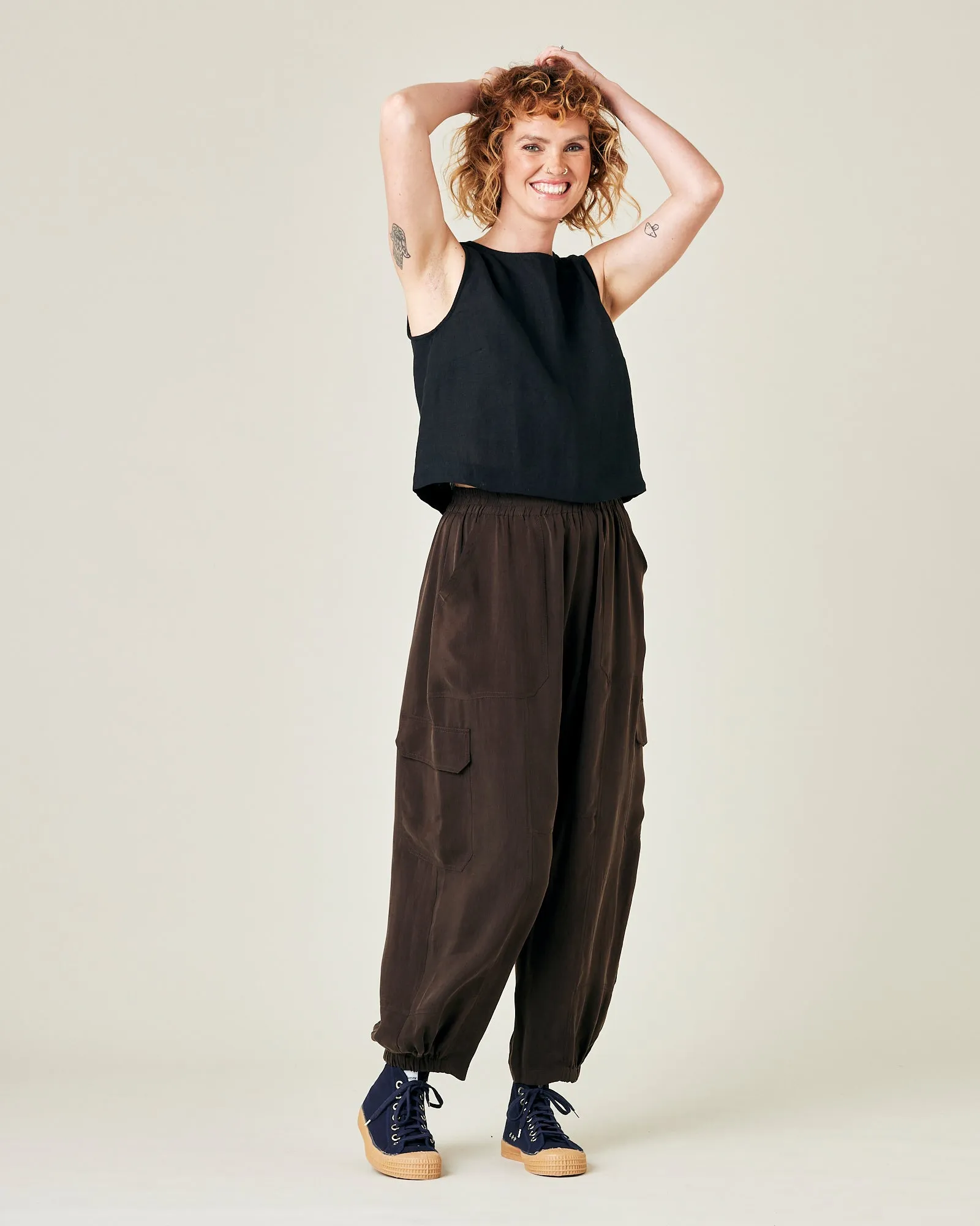 Sylvie Espresso Cupro Trouser