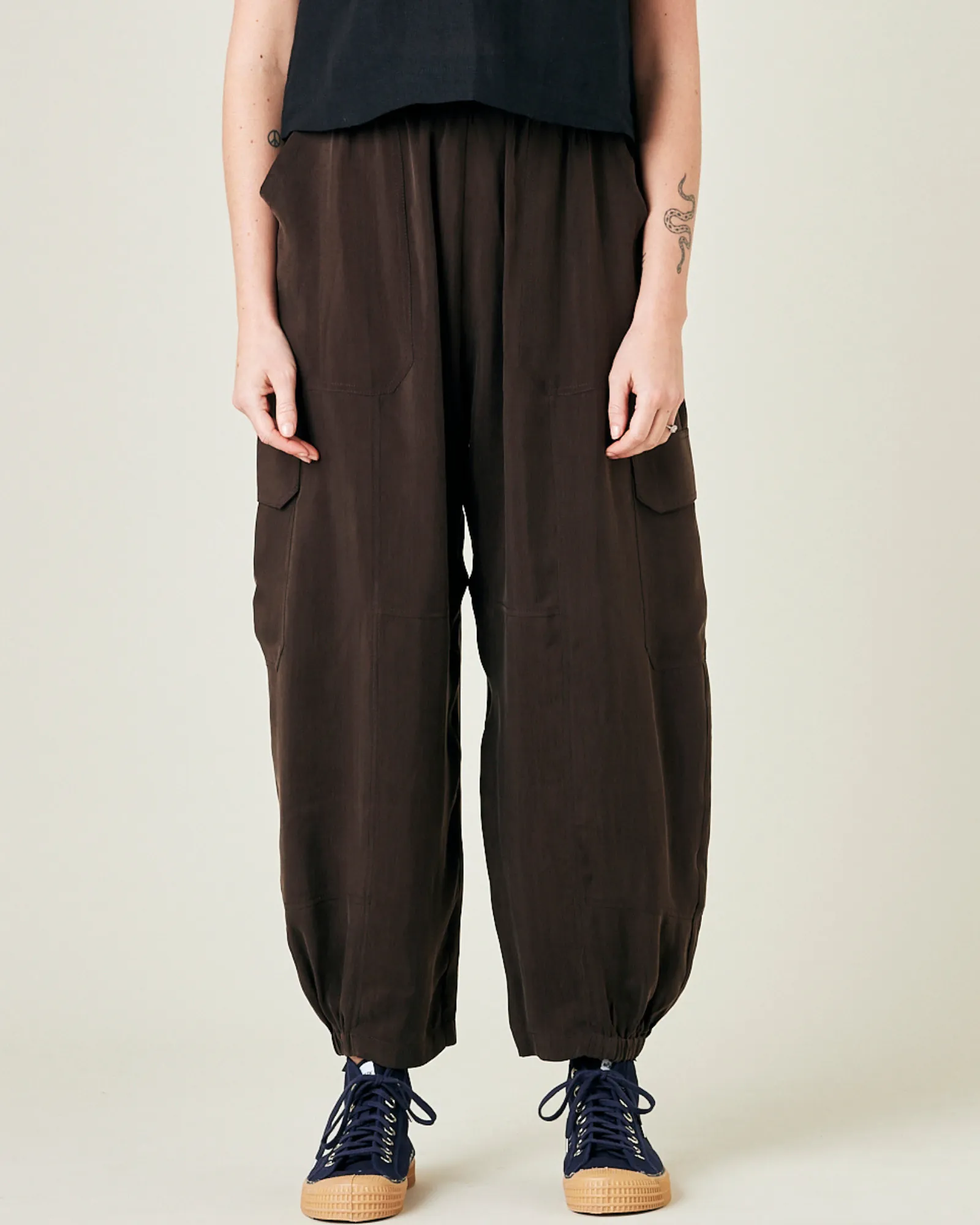 Sylvie Espresso Cupro Trouser