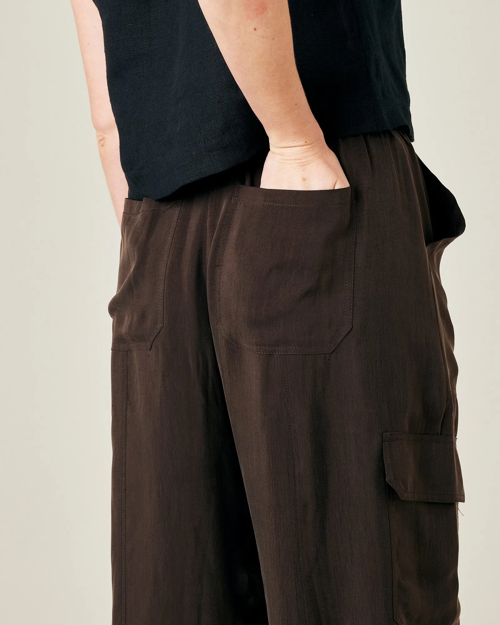 Sylvie Espresso Cupro Trouser
