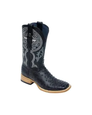 TANNER MARK MEN'S EXOTIC LEATHER Genuine Ostrich Black Cowboy Boots