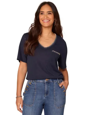 The Drea Short Sleeve Pocket Detail Knit Tee
