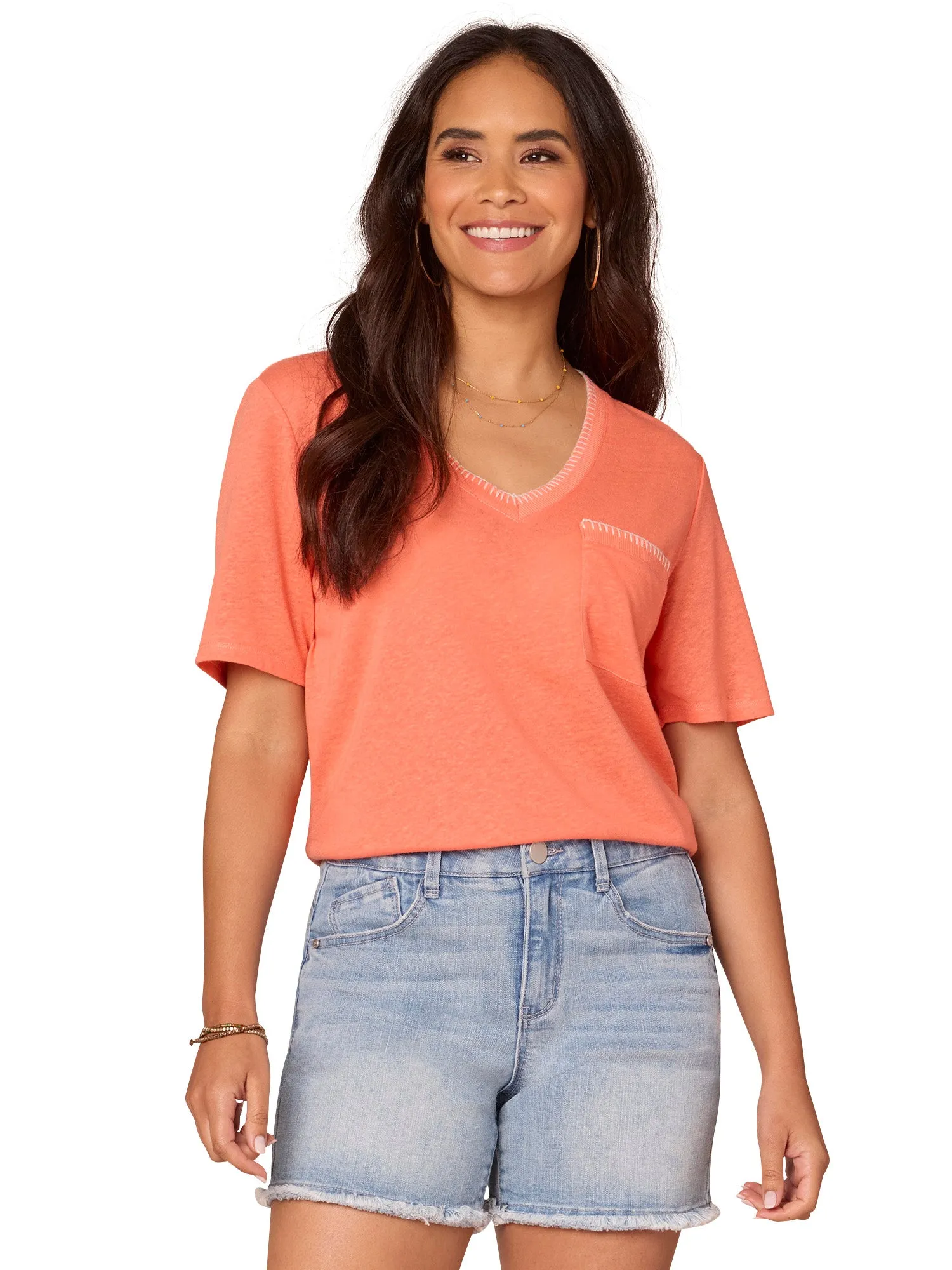 The Drea Short Sleeve Pocket Detail Knit Tee