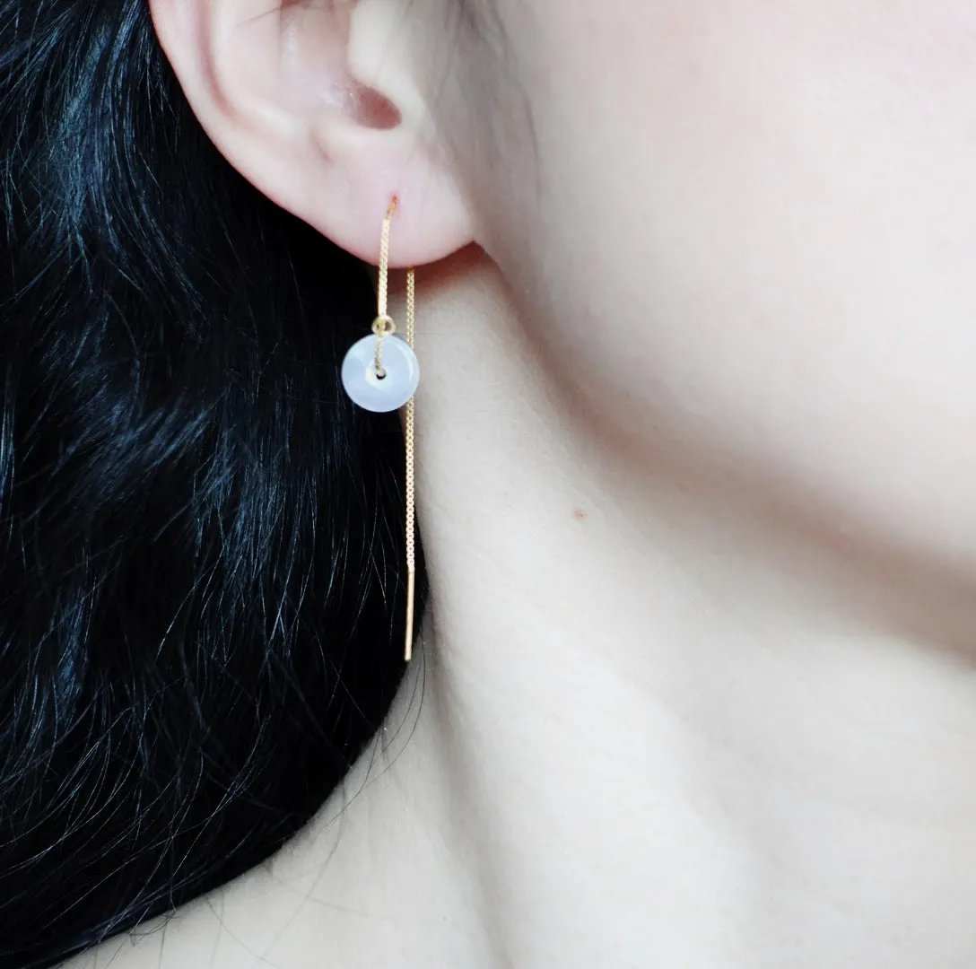 White Jadeite Gold Thread Earrings