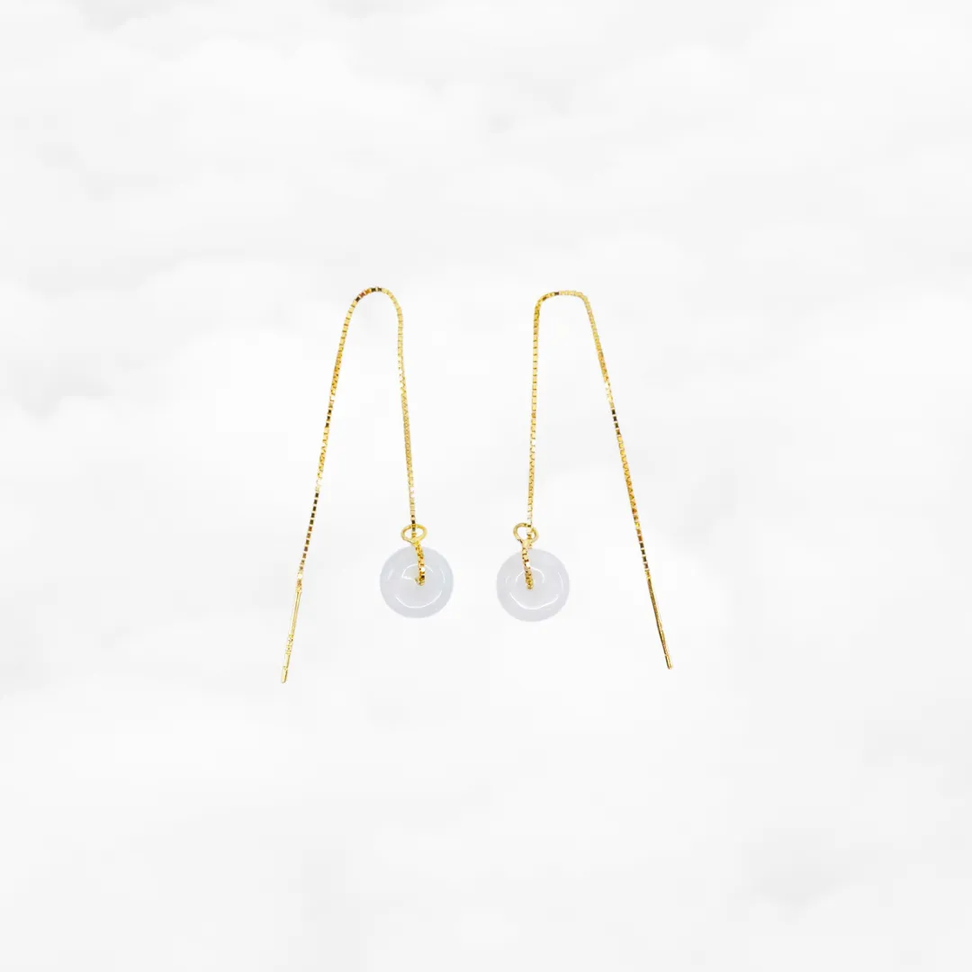 White Jadeite Gold Thread Earrings