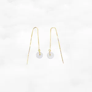 White Jadeite Gold Thread Earrings