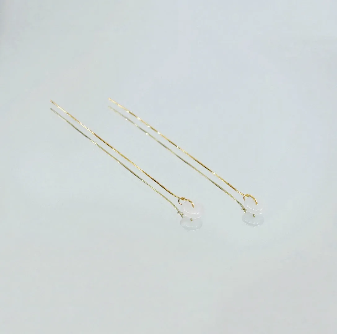White Jadeite Gold Thread Earrings