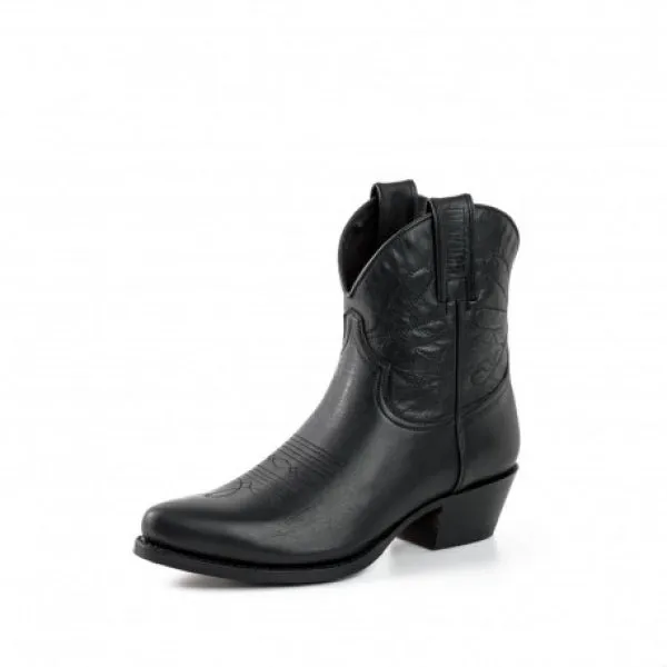 Women's Cowboy Boots or Ankle Boots Handcrafted in Black Leather 2374 Texanas