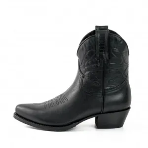Women's Cowboy Boots or Ankle Boots Handcrafted in Black Leather 2374 Texanas