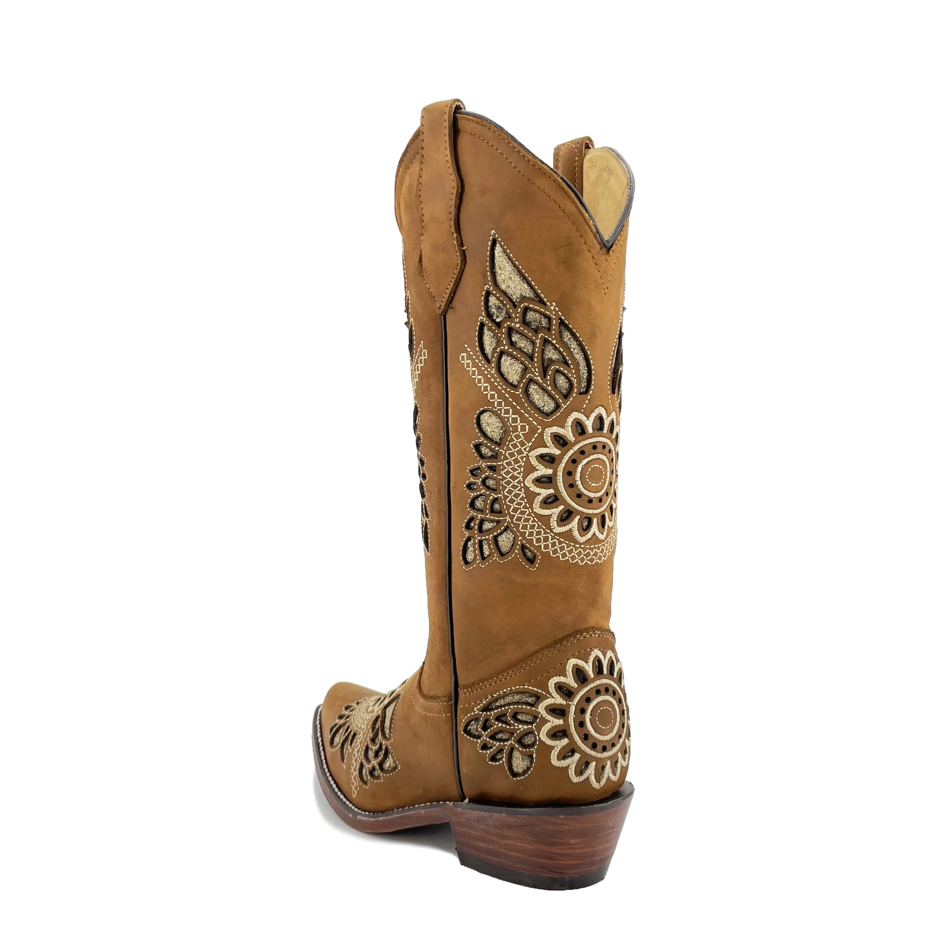Women's Snip Toe Glitter Boots -Sand Tan