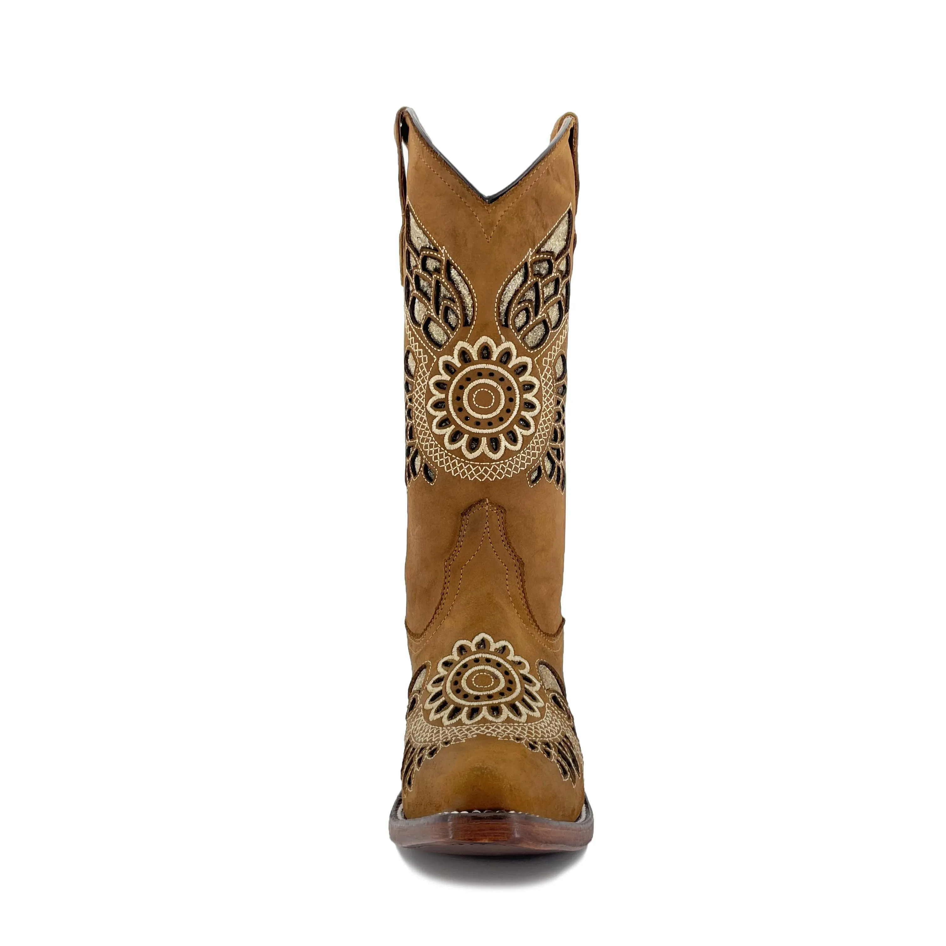 Women's Snip Toe Glitter Boots -Sand Tan